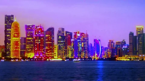 DOHA QATAR skyline timelapse Stock Footage 101024236