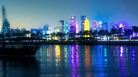 DOHA QATAR skyline timelapse Stock Footage 101024252