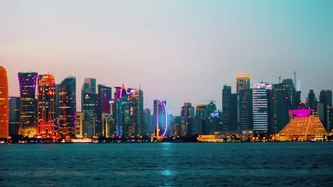 DOHA QATAR skyline timelapse Stock Footage 101024256