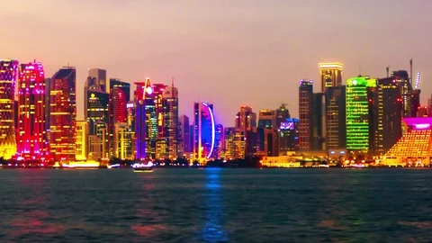 DOHA QATAR skyline timelapse Vídeo Stock 101024263