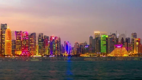 DOHA QATAR skyline timelapse Stock Footage 101024265