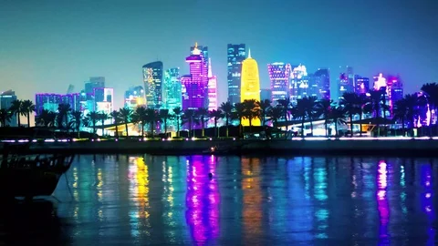 DOHA QATAR skyline timelapse Vídeo Stock 101024266