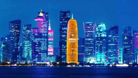DOHA QATAR skyline timelapse Stock Footage 101024287