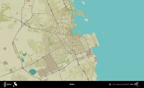 Doha, Qatar. Topographic Humanitarian Stock Illustration
