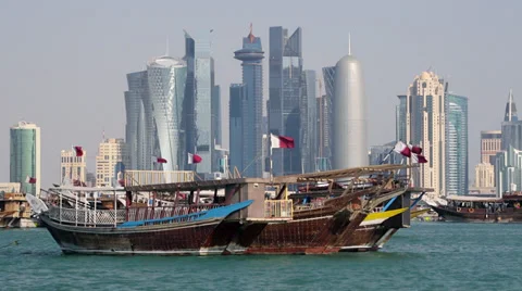Doha, Qatar, West Bay Central Financial District Stock Footage 33407064
