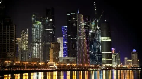 Doha Skyline at Night 動画素材 10571217