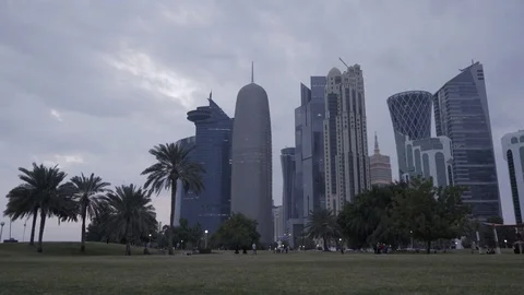 Doha skyline from the park Video stock 72439247