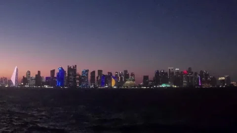 Doha skyline at sundown Stock Footage 306496061