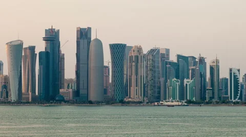Doha Skyline Time Lapse Stock Footage 58937164