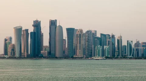 Doha Skyline Time Lapse Stock Footage 58939262