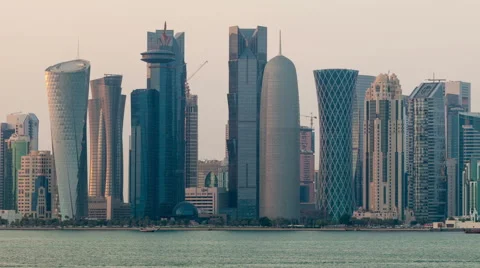 Doha Skyline Time Lapse Stock Footage 58940816