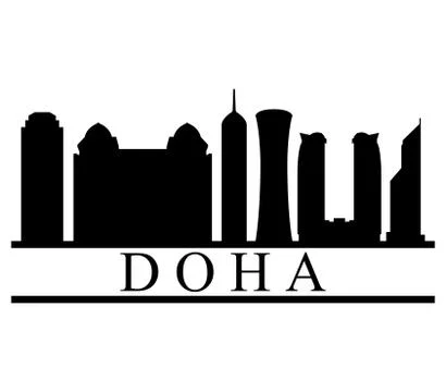 Doha skyline on white background Ilustración de archivo