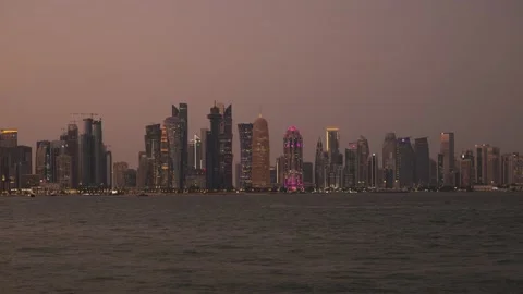 Doha sunset timelapse Stock Footage 219227858