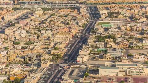 Doha view down timelapse video crossroad intersection road street Qatar, Middle Stock Footage 241934743