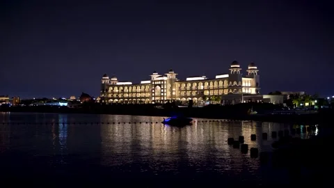 Doha Waterfront Palace Night Architecture Qatar Stock Footage 337821177