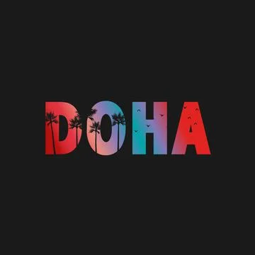 Doha Welcome To Word Text with Creative Font Design Vector Illustration. - Stock Illustration