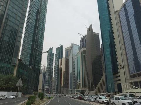 Doha, West Bay driving Stock Footage 75567696