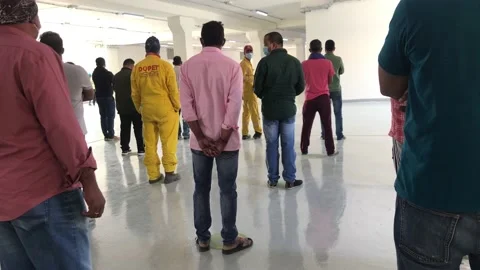 Doha,qatar-02/17/2022:People or public in Queue or in big line for vaccination Stockbeeldmateriaal 170480049