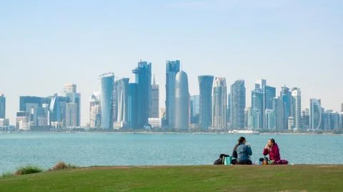 Doha,Qatar- March 30 2020:Background image of Qatar capital city. Stock Photos