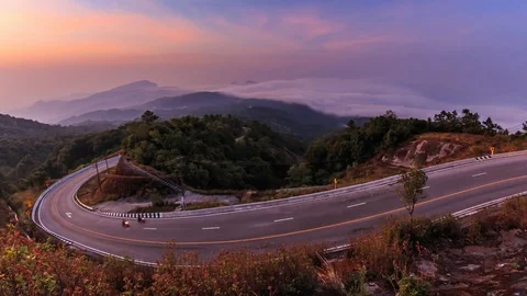 Doi Inthanon National Park 4K Time Lapse Mist Flowing On Valley Of Thailand Stock Footage 75434871