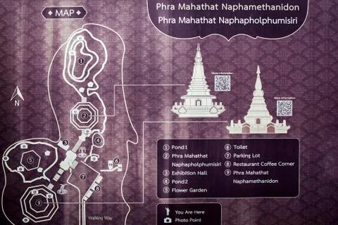 Doi Inthanon  Thailand  map  localization attraction information Stock Photos