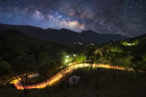 Doi Pha Tang at sunset. Stock Photos