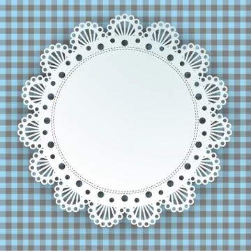 Doily on a plaid background Stock Illustration