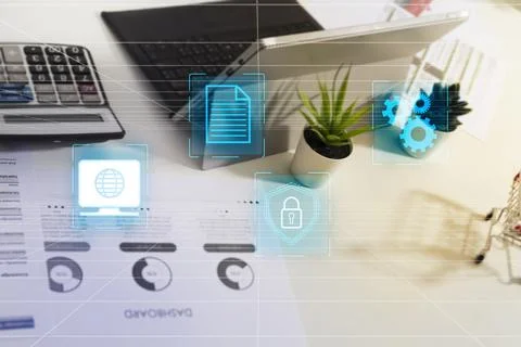 Doing business online with data security and able to manage internal systems  Stock Photos