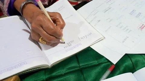 Doing calculations for financial reports. Stock Footage 239533579