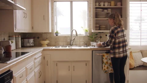Doing the Dishes in the Afternoon Kitchen 60fps Copy 01 Stock Footage 189500477