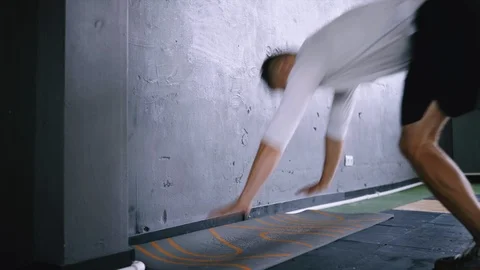 Doing exercizes in gym Stock Footage 113011521