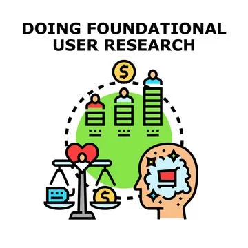 Doing foundational user research for product development Stock Illustration