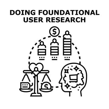 Doing foundational user research for product development Stock Illustration