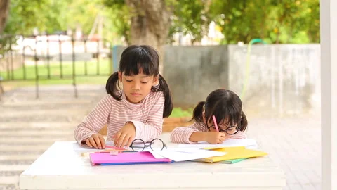 Doing homework7 Video stock 159298070