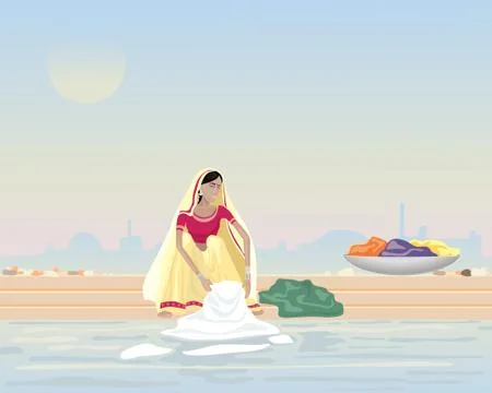 Doing laundry Stock Illustration
