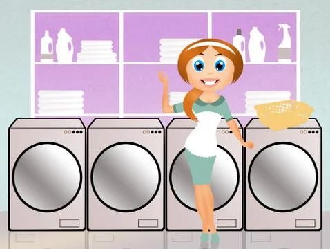 Doing laundry Stock Illustration