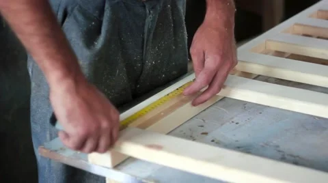 Doing measurements with a tape measure Stock Footage 66445960