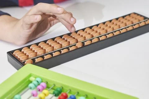 Doing mental math or mental arifmethic Stock Photos