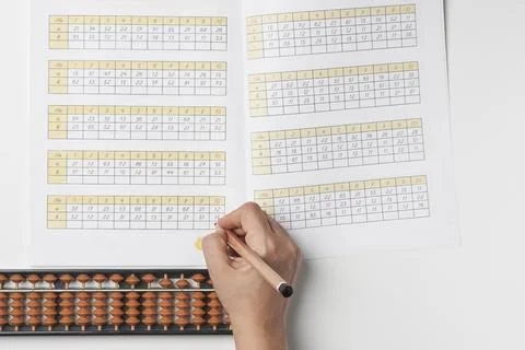 Doing mental math or mental arifmethic Stock Photos