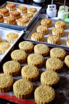 Doing moon cake, baking at home Stock Photos
