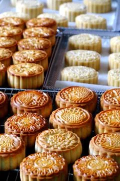 Doing moon cake, baking at home Stock Photos