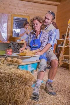 Doing pottery Stock Photos