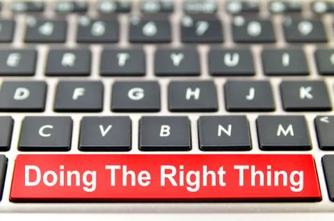 Doing The Right Thing word on computer space bar Illustrazione stock
