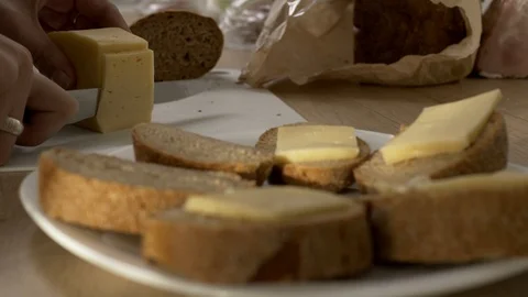 Doing simple sandwiches Stock Footage 97027618