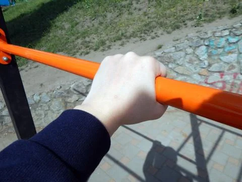 Doing sport arm simulator Stock-Fotos