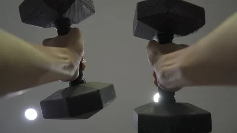 Doing a tricep press in point of view perspective Stock Footage 273689700