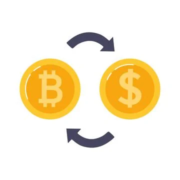 Dolar exchange for bitcoin. Blockchain technologies, bitcoins, altcoins, finance Stock Illustration