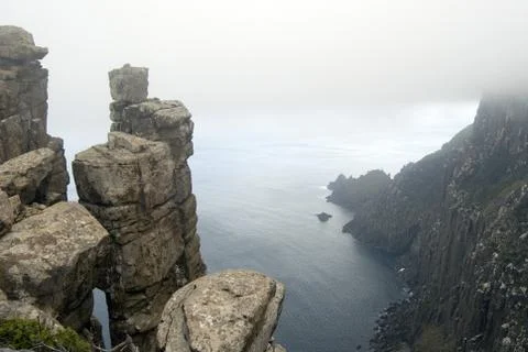 Dolerite Cliffs Cape Pillar Stock Photos