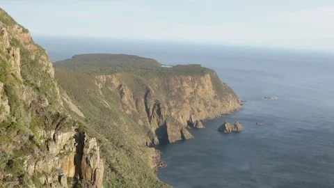 Dolerite columns of Cape Raoul Stock Footage 71764136