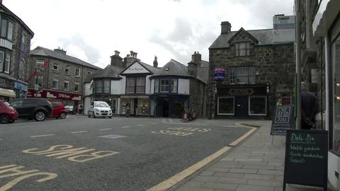 Dolgellau Town Centre Stock Footage 79558005